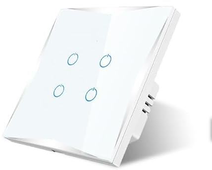Naigebrol 4Gang Bianco elegante interruttore della luce intelligente wifi pannello touch in vetro temperato, controllo vocale compatibile con Alexa e Google, telecomando e funzione di