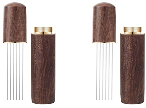 MVOSJFIE 2X Espresso Coffee Stirrer Espresso Distribution Tool Portable Espresso Distribution Tools,6 Needles Walnut Color