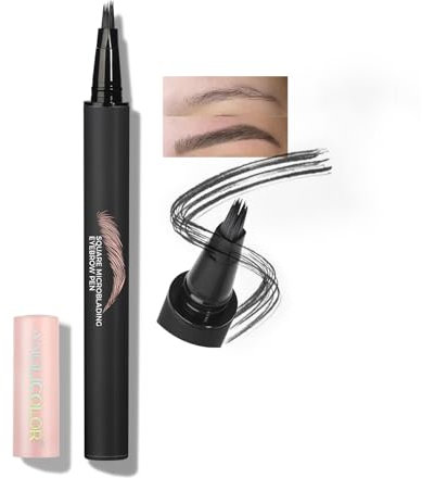 Anglicolor Lapiz Cejas 3 Minutos Para Cejas Perfectas,Lapiz Cejas Microblading Duradero,Cepillo Cejas Secado Rápido,Contorno Y Relleno Natural De Cejas (04 BLACK)