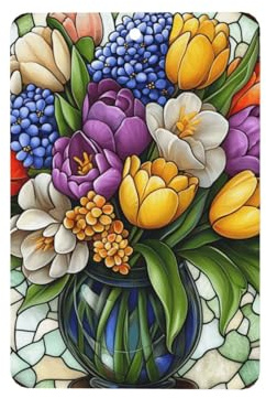 Stained Glass Colorful Flowers In Vase Car Air Fresheners 4 Pcs Hanging Scented Cards Fragrance Scented Cards For Car Aromatherapy Tablets