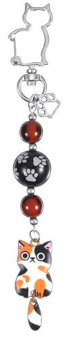 Mabor Cute Katze Keychain Schlüsselanhänger Katze Perlen Taschenanhänger Geschenke für Katzenliebhaber Weihnachts Geschenke