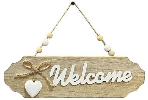 Wooden Rectangle Welcome Door Sign for Front Porch Entryway Garden Decor | Smooth polished wood finish, weatherproof outdoor build, easy hang design, ideal for front doors, garden and entryway styling