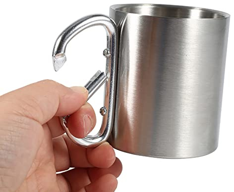Haofy Tasse de Camping en Acier Inoxydable, Tasses et Tasses Tasse de Voyage avec Poignée Ergonomique pour la Randonnée et les Aventures en Plein Air de Camping en Acier Inoxydable, en de Grande
