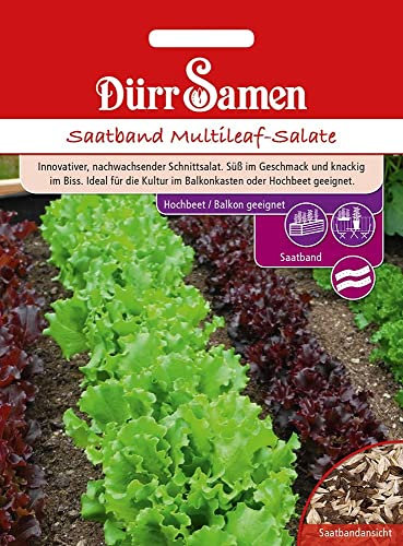 Saatband Multileaf Salate für Balkon Hochbeet geeignet Salatsamen Salat 5 m Saatband Schnittsalat Saatgut Garten Dürr Samen