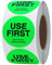HYBSK Fluoreszenz ''USE First'' Etiketten, selbstklebend, dreischsprachig, ablösbar, 3,8 cm, 500 Etiketten pro Rolle, fluoreszierendes Grün