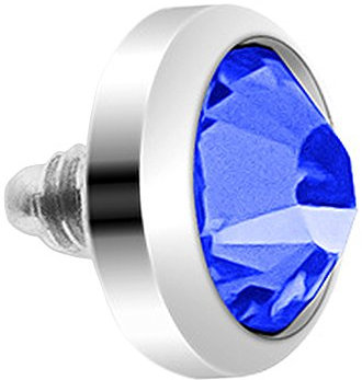 Piercingfaktor Dermal Anchor Piercing Skin Diver Anker Aufsatz Kugel Aufsatzkugel Ball Flach Stecker mit Strass Stein Kristall 3mm Silber Blau