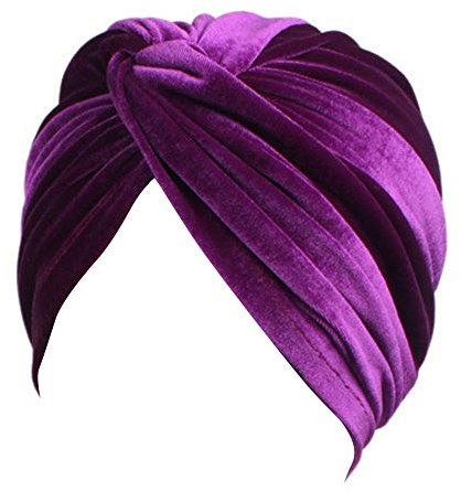 TININNA Samt-Turban-Hut, Muslim, Schal, indische Mütze, Turban, Damen, Bandana, Frisuren, Krebs, Chemio, Kopfbedeckung, Schlafmütze, Chemiotherapie, Cap, Violett