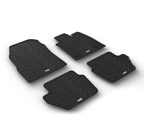 TRAVALL Rubber Car Mats (set of 4) compatible with Ford Fiesta (2017-2023) Heavy Duty Floor Mats Moulded Premium Mats Easy Clean Black with Clips - Anti Slip All-Weather Protection