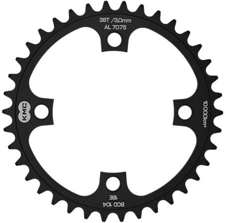 KMC Unisex – Erwachsene Kettenblatt für E-Bike 38 Zähne,schwarz eloxiert,1/2x1/8,SB-Verpackung