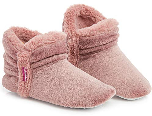 Dunlop Chausson Montant Femmes, Pantoufle Montante Hiver en Polaire, Pantoufles Chaudes Semelles Antidérapantes Mémoire de Forme, Boots Femme Intérieur Extérieur, Cadeau Femme (37 EU, Rose Pale)