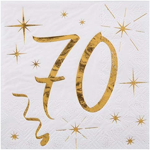 Geburtstags-Servietten 70. Geburtstag Servietten Gold – 3-lagige Cocktailservietten 25×25 cm – 20 Stück – Party Deko für Mann & Frau – Tischdeko 70 Jahre – Elegant & Einweg (70. Geburtstag)