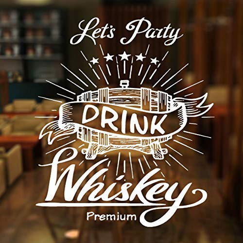 Kreatives Design Lassen Sie Uns Party Trinken Whisky Premium Zitat Fensteraufkleber Vinyl Banner Wandtattoos Abnehmbare Wandbild Tapete 42X49Cm