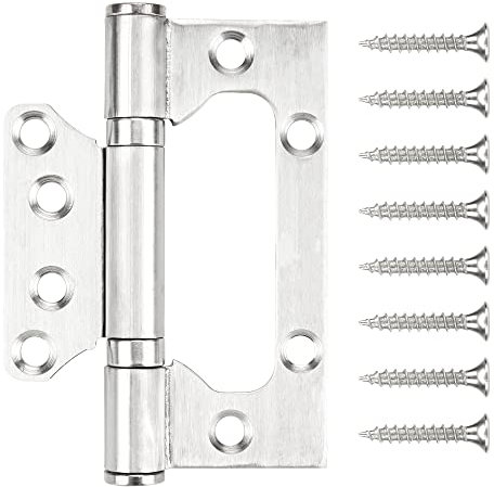 WELLOCKS Edelstahl Scharniere Klappbar | 10x7.5cm | 3mm dick | Bündige Türscharniere | Edelstahlscharnier Türscharniere | Leise Glattes Perfekt für schwere Tür (D042) | Silber | 3 Stück