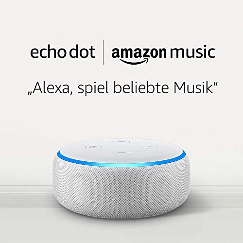 Amazon Echo Dot (3. Gen.) Sandstein Stoff + Amazon Music Unlimited (6 Monate gratis, danach kostenpflichtig)