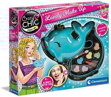 Clementoni Crazy Chic - Lovely Make Up Delfino, Cofanetto Trucchi Bambine 6+ Anni, Trousse Portatile con Set Cosmetici Sicuri per Bambine, Idea Regalo Collezionabile, 18630