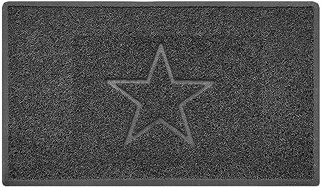 Nicoman Star Embossed Shape Door Mat Dirt Trapper PVC Spaghetti Mat Washable Quick Drying Barrier Doormat-Dark Grey (Watertight Rubber-Back)-Medium (75x44cm)