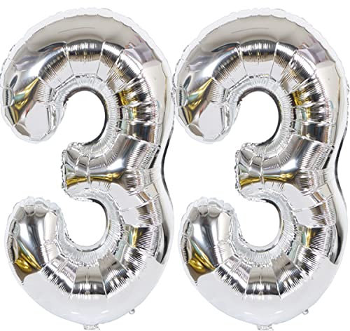 Helium Luftballon 33 Silber Geburtstagsdeko 40 33 Geburtstag Party Deko Supplies,ballon 33 geburtstag,33 luftballon silber folienballon 33 geburtstag frau mann ballon 33 geburtstag frauen(33)