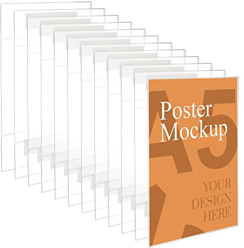 Kurtzy 12 Pack A5 Adhesive Wall Poster Holders - Universal Wall Mounts, Crack & Scratch Resistant - Clear Acrylic Sign Displays with Adhesive Tape - Office, Store & Restaurant - No Drilling Required