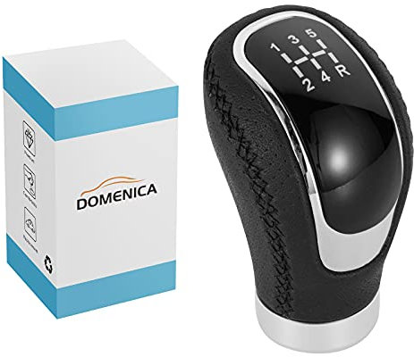 DOMENICA Pomello Leva Cambio Pelle Universale per Auto 5 Marce 6 Marce con 8mm 10mm 12mm Adattatori (Nero)