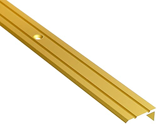 DQ-PP Winkelprofil | Profilmaße - 25mm x 10mm gebohrt inkl. Schrauben | Gold | 100cm | Aluminium | 1m | Winkelleiste | Abschlussprofil | Treppenkantenprofil | Treppenabschluss