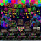XJLANTTE Fournitures de Fête Néon Brillant - Ballon Néon, Bannière Anniversaire, Décoration de Gâteau, Nappe, Assiettes, Serviettes, Tasse pour Décorations de Fête Blacklight, pour 20 Invités