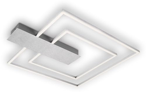 Briloner Leuchten - LED Deckenleuchte dimmbar in 3 Stufen, Memoryfunktion, warmweiße Lichtfarbe, LED Deckenlampe eckig, aluminiumfarbig, 570x480 mm, 3545-018