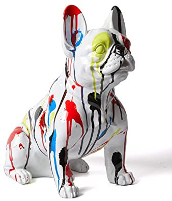 NENBOLEC Bulldogge Figuren Skulptur Tier Statue Cartoon Dekor Polyresin Arts Geschenk 34cm