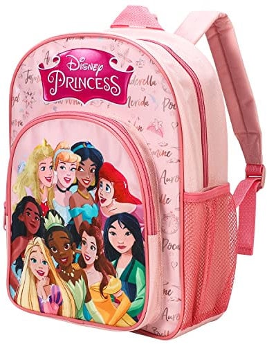 William Lamb Disney Princess Kids Childrens Premium Backpack School Rucksack Travel Bag Boys Girls with side mesh pocket and front zipped pocket,Multicolour,36.7cm (H),26cm (W),13cm (D),02909
