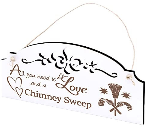 Schild Schornsteinfeger Deko 20x10cm - All you need is Love and a Chimney Sweep - Holz Wanddeko Dekoration Wand