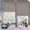 Graywind Customized Smart Roller Blinds Blackout, Textured Fabric Electric Windows Blinds Compatible with Alexa Google, Wifi Hardwired Motorised Roller Shades with Remote, Grey Brown