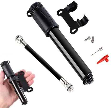 FIBOUND Bike Pump, Universal Schrader & Presta Valve Compatible, Portable & Lightweight, High Pressure Up to 100 PSI, Aluminum Alloy, Includes Detachable Air Belt & Mounting Bracket