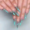 Carufin 24 Stück Plum Blossom Lange Spitznägel Französische Kunstnägel Kristall Acryl Kunstnägel Press on Nails Ballett Kunstnägel für Frauen Mädchen (B)