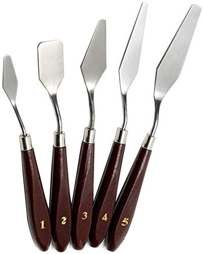 Juego de 5 espátulas para pintura al óleo, espátula, cuchillo, espátula de pintor, paleta, espátula de color, espátula de pintura, espátula de acero inoxidable, pintura acrílica