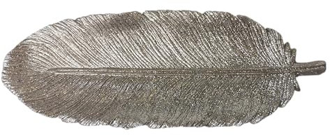 klein Deko Schale Blatt Feder lang länglich silber Tablett Schüssel Dekoobjekt 5