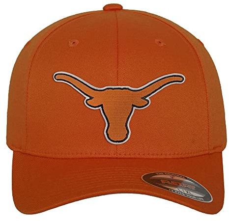 University of Texas Offizielles Lizenzprodukt Texas Longhorns Logo Flexfit Baseball Cap (Orange), Small/Medium