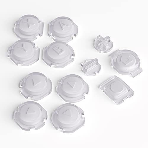 eXtremeRate 2 farbige Buttons für Nintendo Switch Joycon, Symbol-Tasten ABXY/D-Pad/Home/Aufnahme/Plus/Minus Knöpfe Ersatzteil für Switch OLED Joy Con-Neue Hoffnung Grau&Clear
