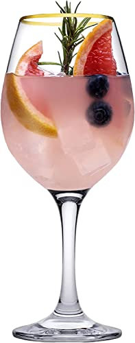 Pasabahce Amber Wine Glass with Gold Rim - Set of 6 (295 ml)
