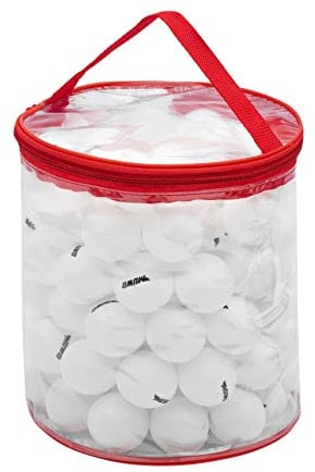 MUWO Tischtennisball Set 100 Stück inkl. Tasche. Ideal für Partyspiele, Trinkspiele und Beer Pong. Kugeln, Table Balls mit Aufdruck für Familien, Anfänger und Profis 40 mm, weiß.