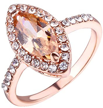 Women Rings Champagne Diamond Ring Elegant Rhinestone Ring Rose Gold Jewellery Rings Women Fashion Full Diamond Zircon Rings For Women Size 6 10 Wave Pattern Ring (Rose Gold, 9)