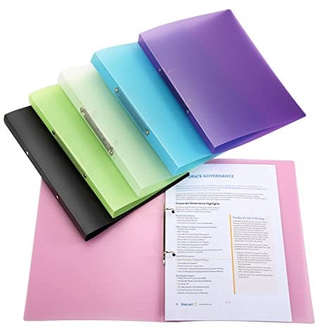 Ringbuch aus Mittelfestem Kunststoff 2 Ringe Mechanik, 2.5cm Rückenbreite A4 Ringordner, Farbig Aktenordner, Ring-Mappe für Büro und Schule (6er Pack)…