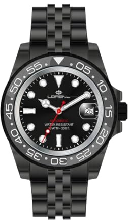 Lorenz 26130AA Herrenuhr Automatik Edelstahl Taucher 100 Meter, mehrfarbig, Modern