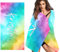 SearchI Personalisiertes Strandtuch mit Namen,Mikrofaser Badetuch Leicht und Schnelltrocknend für Reise, Strand, Sauna,Personalisiert Decke Geschenke für Kinder Erwachsene(Regenbogenverlauf,76x162cm)