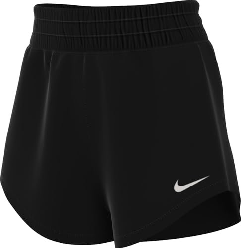 NIKE DX6010-010 W NK ONE DF MR 3IN BR Short Shorts Damen Schwarz/reflektierender Silv Größe M