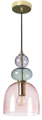 LEDKIA LIGHTING - Suspension Baudelaire | Design Élégant Vintage | Compatible avec Ampoules LED E14 | Câble Réglable | Intérieur IP20, Vert, Métal Verre