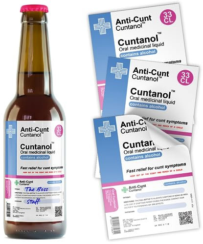 [6 Stück] Anti- Bierflaschen-Aufkleber Prescrition Drinnk Lables Cuntanol | Lustiges Scherzgeschenk