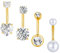 Gojewen 4stk Bauchnabelpiercing 12mm Chirurgenstahl Piercing Bauchnabel Bauchpiercing Schmuck Gold Damen