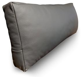 Quattro Meble Dunkelgraues Echtleder Nackenkissen Lederkissen Sofa Dekokissen Rindsleder Kissen Kopfstützen Kopfkissen Zierkissen (22x60 cm)