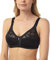 Reshmena® Non-Wired Women's Floral Lace Bra - Firm Control Soft Cup Satin Lace Bra - Full Cup Non-Padded Black 38C