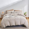 DuShow King Size Duvet Cover Set - Beige, Textured Seersucker Duvet Cover with 2 Pillowcases, Soft Breathable Bedding Set With Zipper - 220×230cm