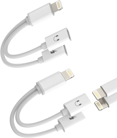 for Apple MFi certified Lightning headphone and fast charging splitter adapter (2 Pack) for iPhone 11 12 13 14 Pro Max Plus for iPad Aux audio earphone jack cable plug accessories